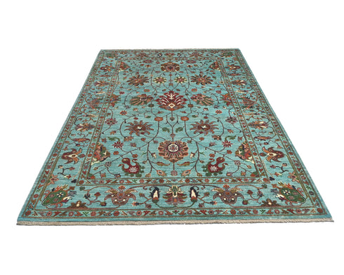 6x8 Blue Khurgeen Afghan Hand Knotted Wool Area Rug