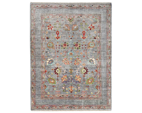 6x8 Gray Khurgeen Afghan Hand Knotted Wool Area Rug