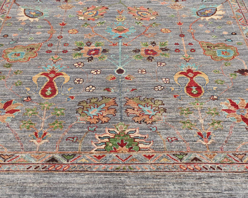 6x8 Gray Khurgeen Afghan Hand Knotted Wool Area Rug