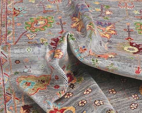 6x8 Gray Khurgeen Afghan Hand Knotted Wool Area Rug