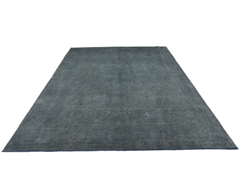 9x12 Chobi Gray Over Dye Afghan Hand Knotted Traditional Wool Area Rug