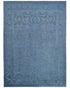 9x12 Ft Blue Over Dye Chobi Afghan Hand Knotted Floral High Low Wool Area Rug