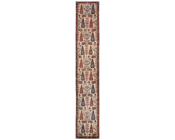 16 Ft Light Brown Aryana Afghan Hand Knotted Veg Dye Wool Runner Rug