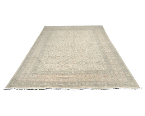 8x10 Chobi Fine Quality Beige Afghan Hand Knotted Wool Area Rug