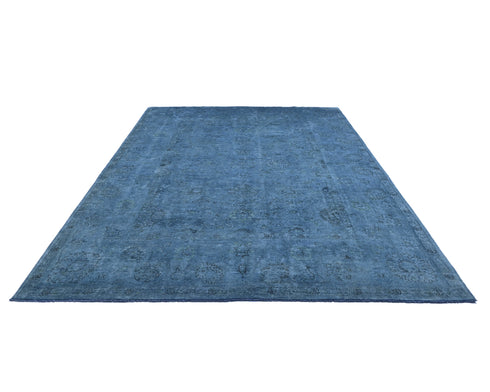 8x10 Blue Over Dye Chobi Afghan Hand Knotted Traditional Wool Area Rug