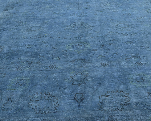 8x10 Blue Over Dye Chobi Afghan Hand Knotted Traditional Wool Area Rug