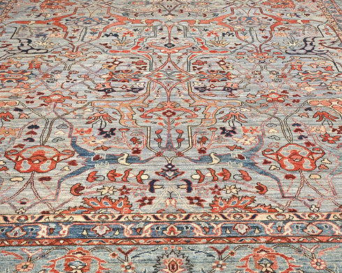 Alfombra afgana Aryana de lana teñida con tinte vegetal, anudada a mano, color gris, 9 x 12