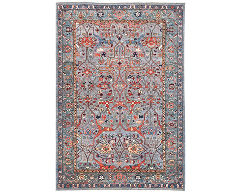 6x9 Gray Aryana Afghan Hand Knotted Veg Dye Wool Area Rug