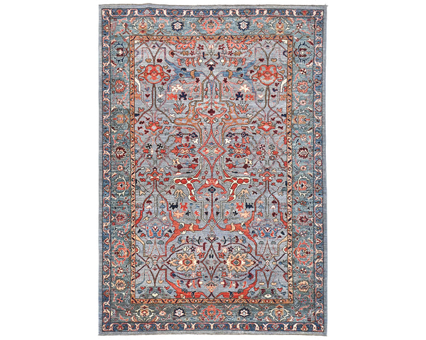 6x9 Gray Aryana Afghan Hand Knotted Veg Dye Wool Area Rug