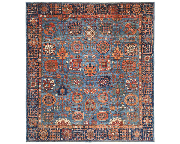 8x8 Blue Aryana Afghan Hand Knotted Square Veg Dye Wool Area Rug