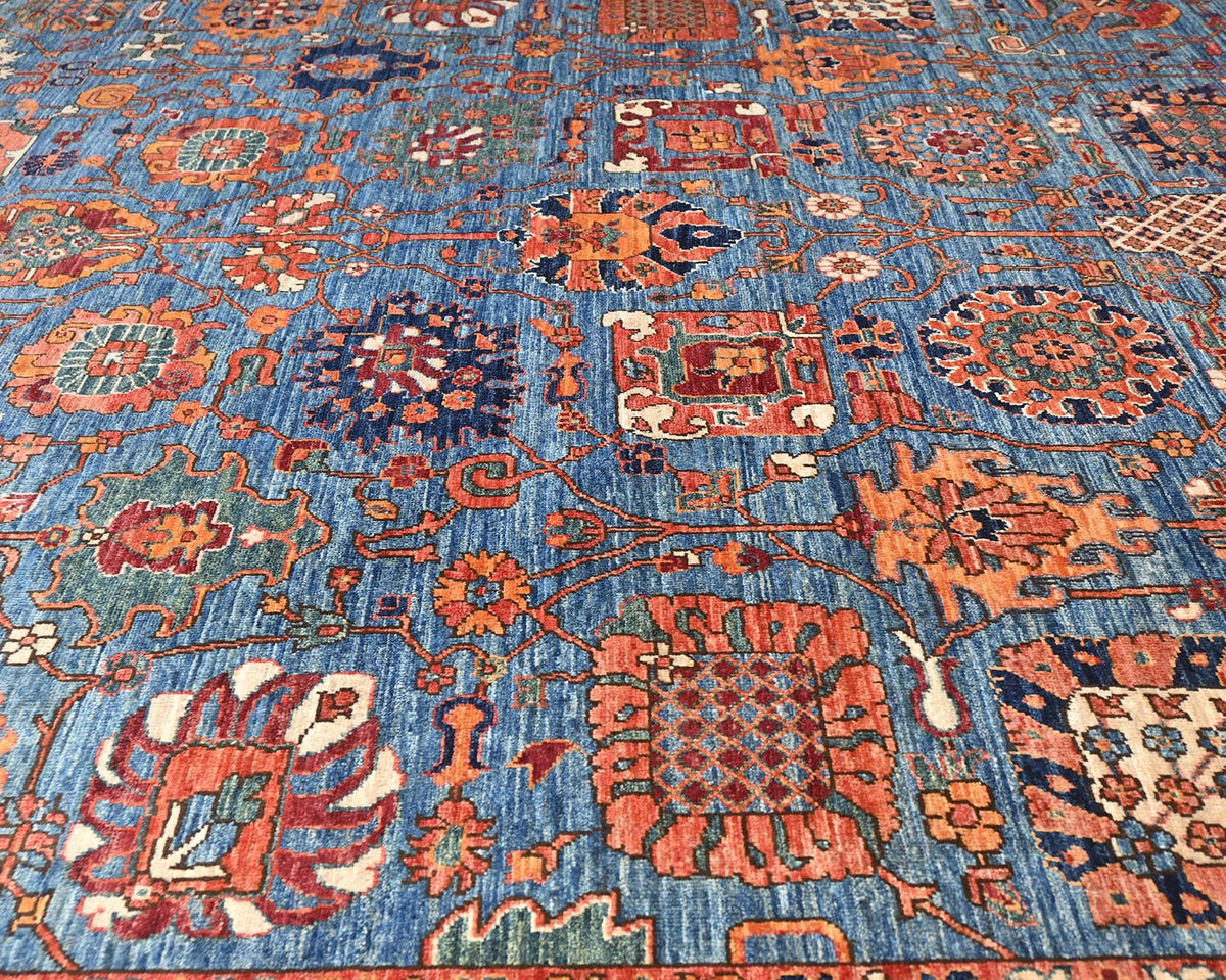 8x8 Blue Aryana Afghan Hand Knotted Square Veg Dye Wool Area Rug