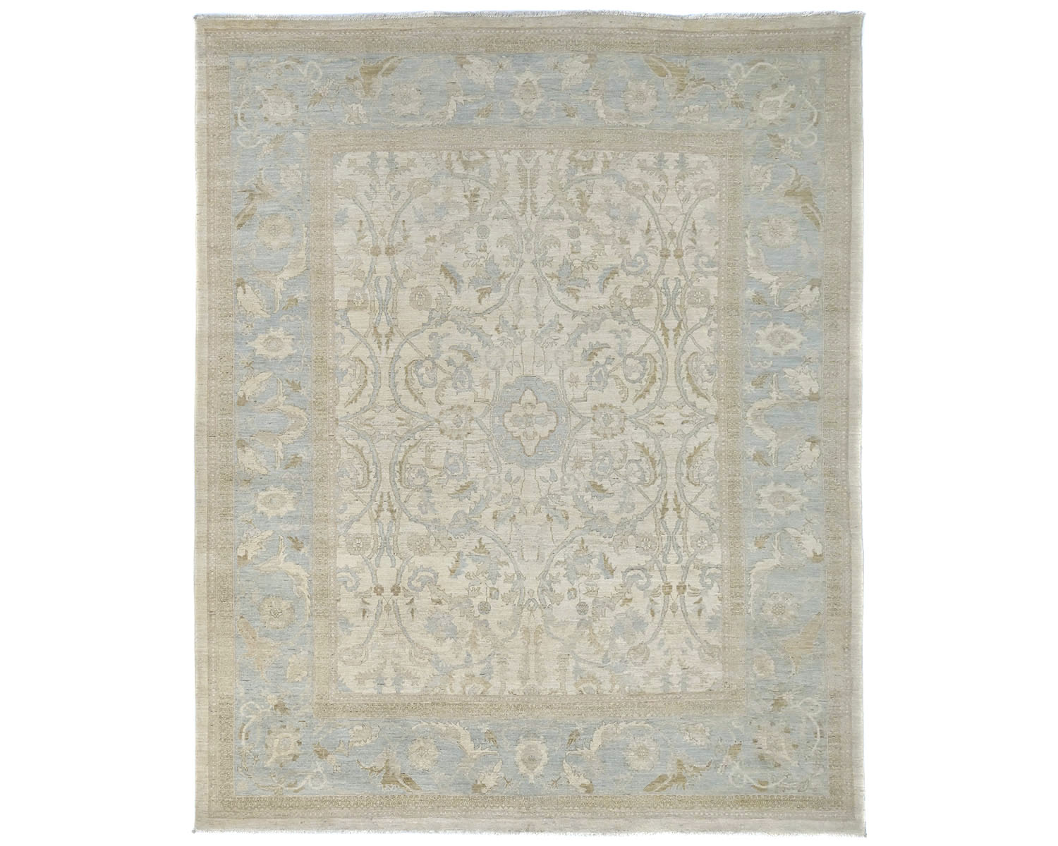 8x10 Chobi Fine Quality Beige Afghan Hand Knotted Wool Area Rug