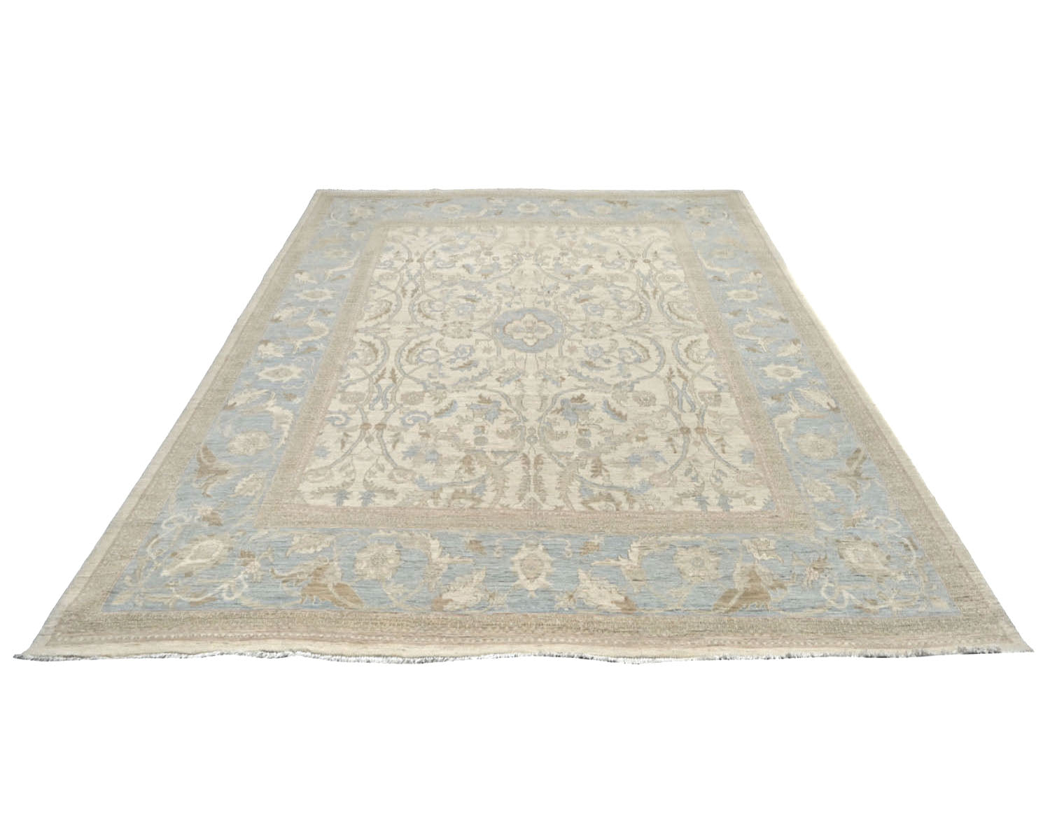 8x10 Chobi Fine Quality Beige Afghan Hand Knotted Wool Area Rug