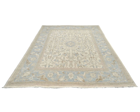 8x10 Chobi Fine Quality Beige Afghan Hand Knotted Wool Area Rug