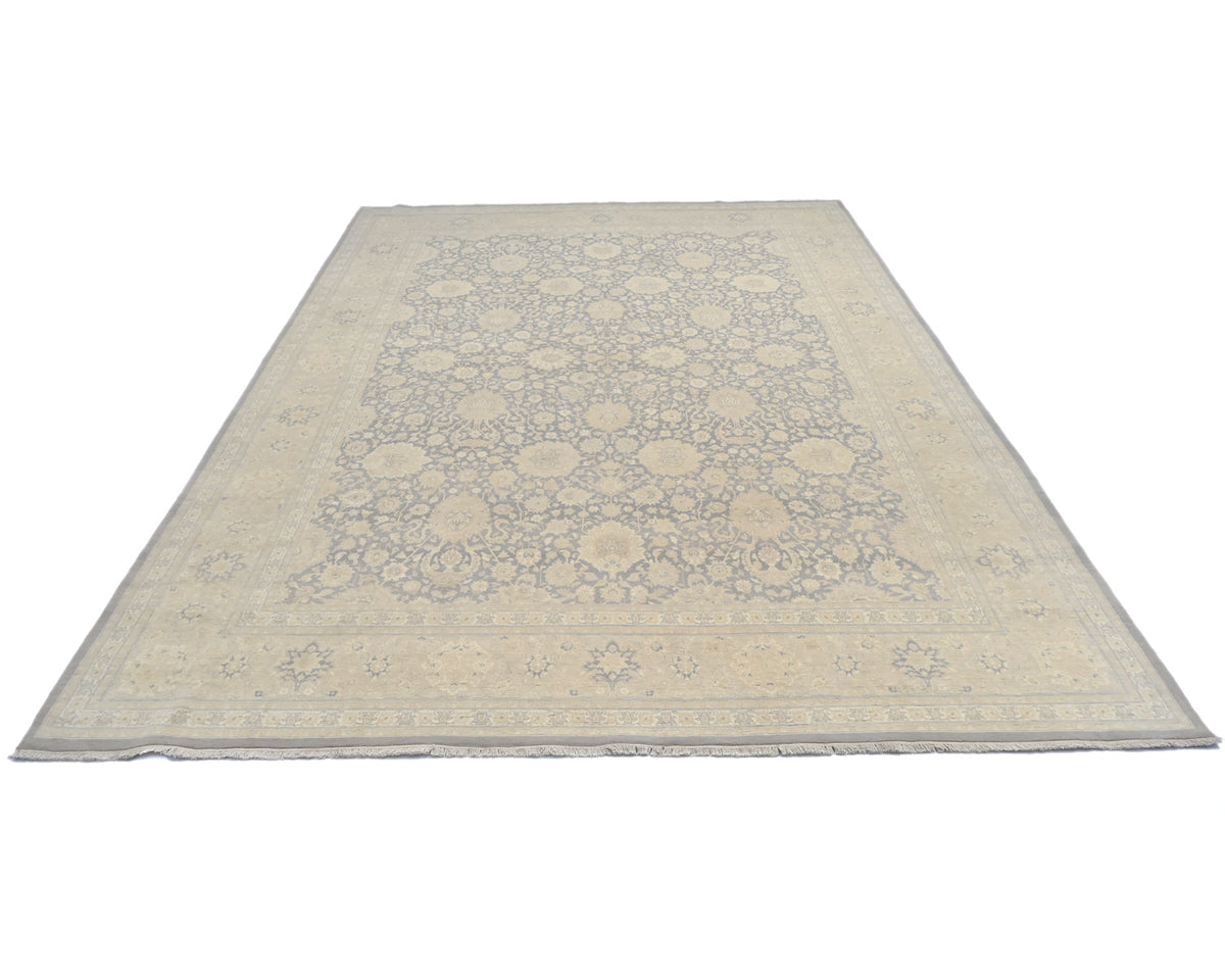 Alfombra de lana anudada a mano, estilo persa oriental, color gris, 9 x 12 pulgadas