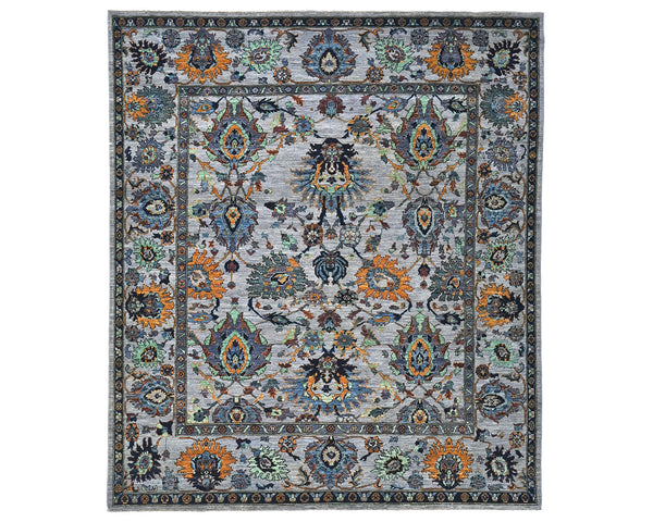 8x10 Gray Aryana Afghan Hand Knotted Veg Dye Wool Area Rug