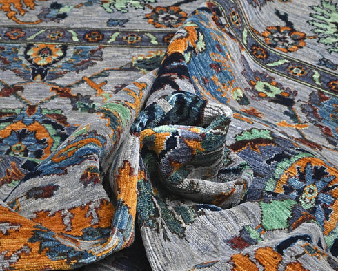 8x10 Gray Aryana Afghan Hand Knotted Veg Dye Wool Area Rug