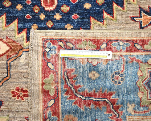 Alfombra afgana Aryana de lana teñida con vegetales, anudada a mano, color marrón claro, 8 x 10