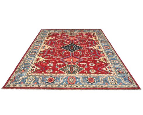 8x10 Red Aryana Afghan Hand Knotted Veg Dye Wool Area Rug
