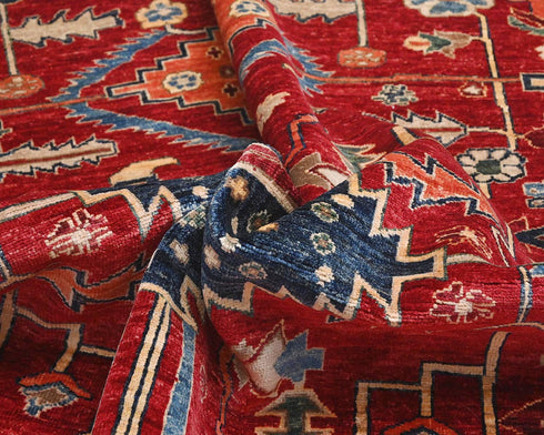 8x10 Red Aryana Afghan Hand Knotted Veg Dye Wool Area Rug