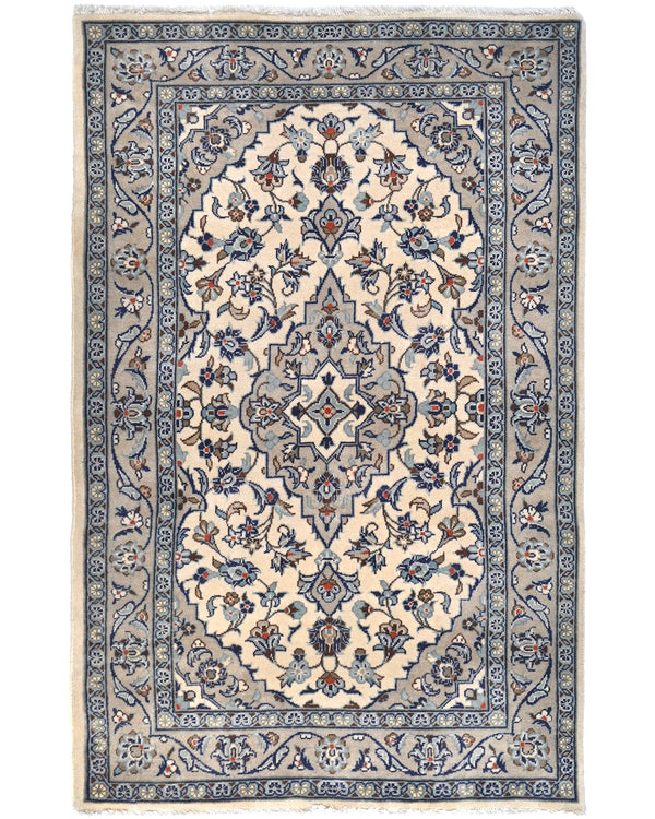 3x5 Oriental Persian Style Beige Hand Knotted Wool Area Rug