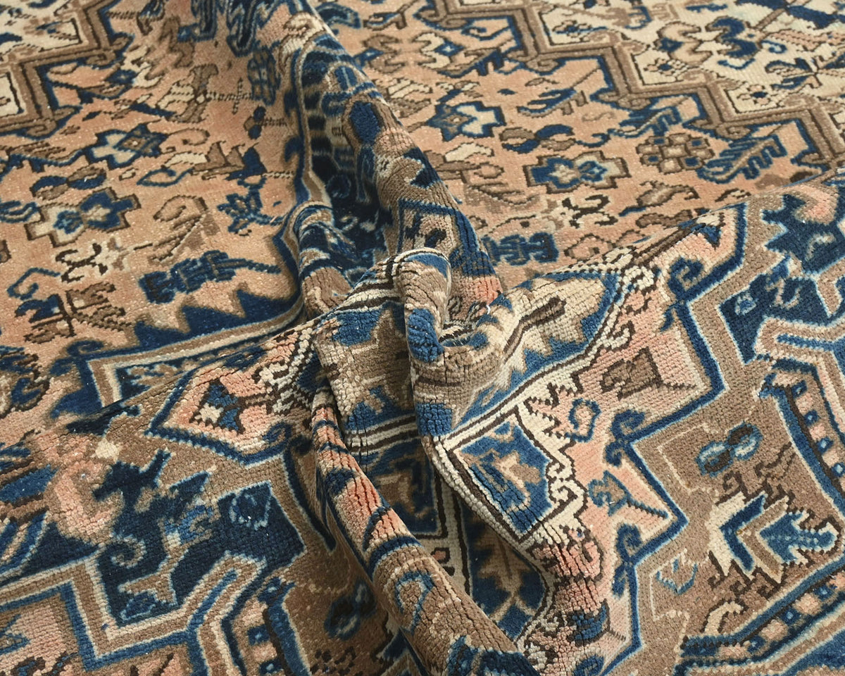Alfombra de lana anudada a mano estilo persa terracota Heriz vintage de 8 x 10 pulgadas