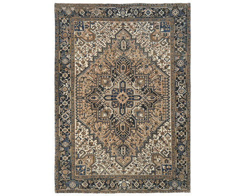 8x10 Vintage Heriz Brown Persian Style Hand Knotted Wool Area Rug