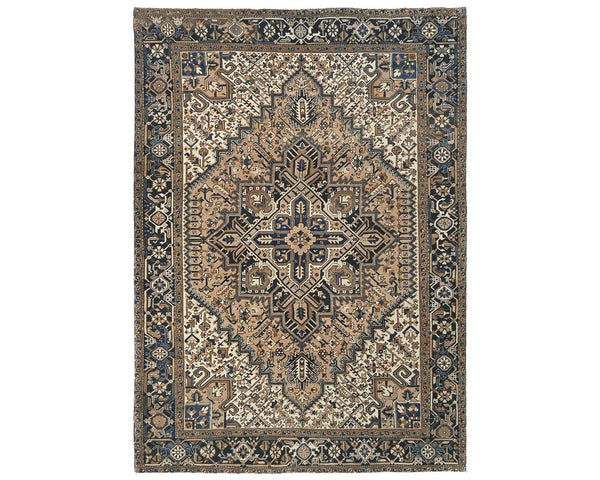 8x10 Vintage Heriz Brown Persian Style Hand Knotted Wool Area Rug