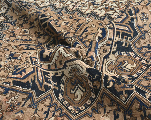 8x10 Vintage Heriz Brown Persian Style Hand Knotted Wool Area Rug