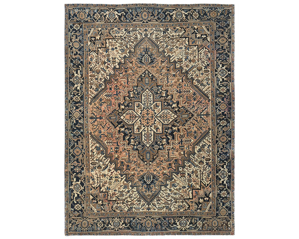 7'9x9'2 Vintage Heriz Terracotta Persian Style Hand Knotted Wool Area Rug