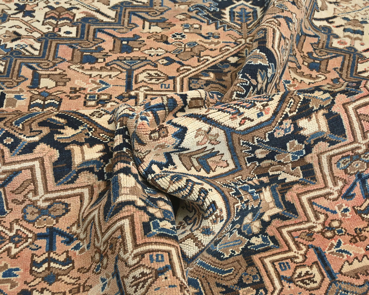 Alfombra vintage de lana anudada a mano, estilo persa, terracota, Heriz, de 2,45 m x 2,78 m