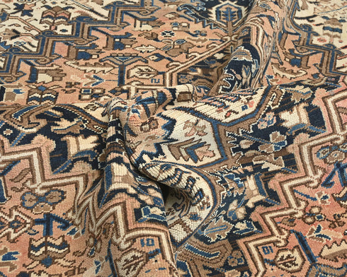 7'9x9'2 Vintage Heriz Terracotta Persian Style Hand Knotted Wool Area Rug