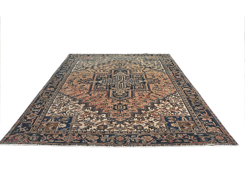 8x11 Vintage Heriz Terracotta Persian Style Hand Knotted Wool Area Rug