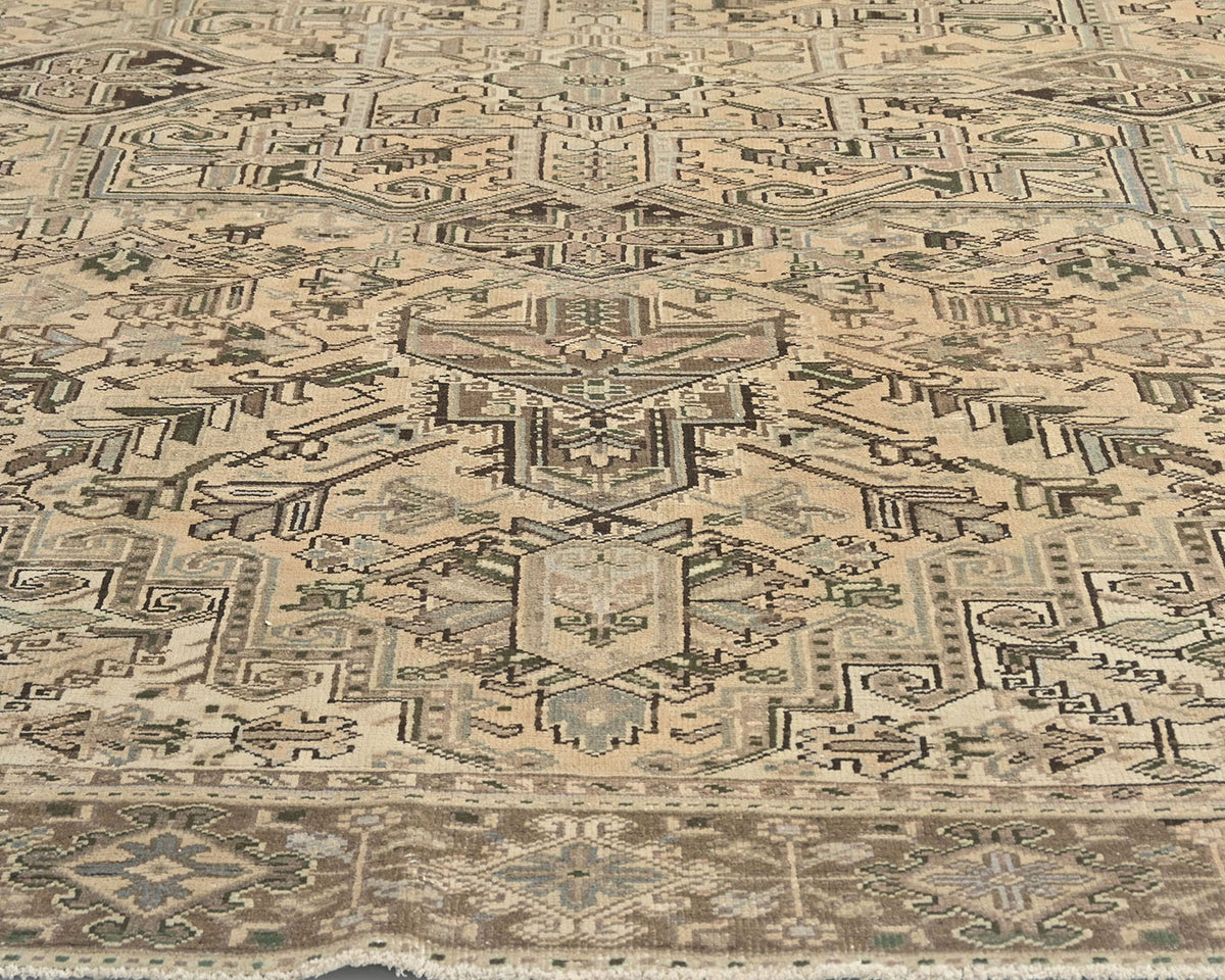 10x12 Vintage Heriz Brown Persian Style Hand Knotted Wool Area Rug