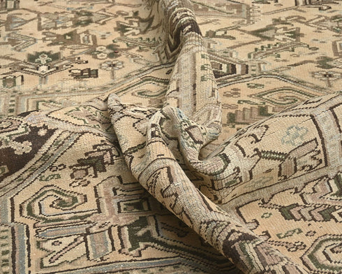 10x12 Vintage Heriz Brown Persian Style Hand Knotted Wool Area Rug