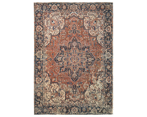 10x13 Vintage Heriz Terracotta Persian Style Hand Knotted Wool Area Rug