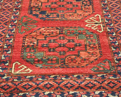 10 Ft Rusty Red Ersari Afghan Hand Knotted Veg Dye Wool Runner Rug