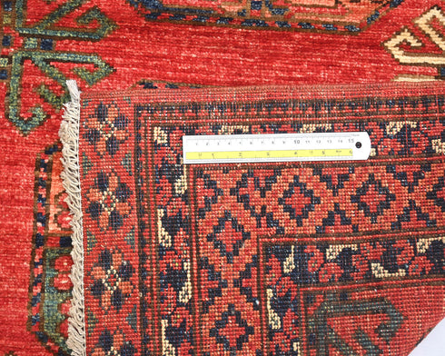 10 Ft Rusty Red Ersari Afghan Hand Knotted Veg Dye Wool Runner Rug