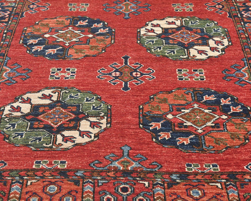 4x6 Rusty Red Ersari Afghan Hand Knotted Veg Dye Wool Area Rug
