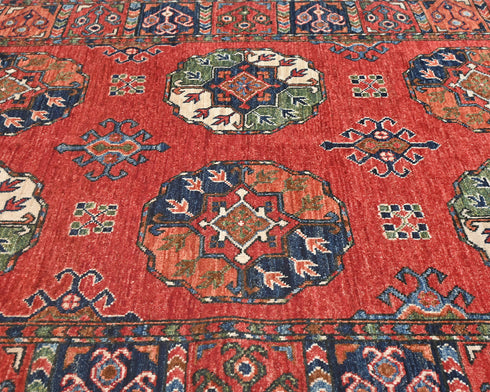 4x6 Rusty Red Ersari Afghan Hand Knotted Veg Dye Wool Area Rug