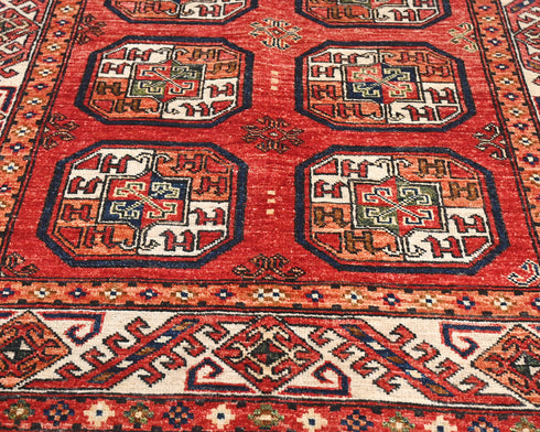 4x6 Red Ersari Afghan Hand Knotted Veg Dye Wool Area Rug