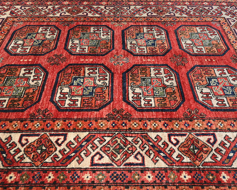 4x6 Red Ersari Afghan Hand Knotted Veg Dye Wool Area Rug
