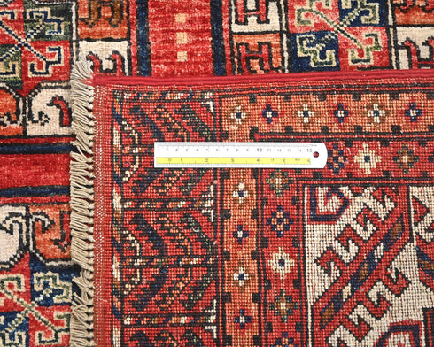 4x6 Red Ersari Afghan Hand Knotted Veg Dye Wool Area Rug