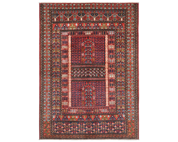 5x7 Rusty Red Ersari Afghan Hand Knotted Veg Dye Wool Area Rug