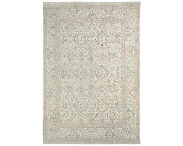 12x15 Feet Zeigler Beige Afghan Hand Knotted Wool Area Rug