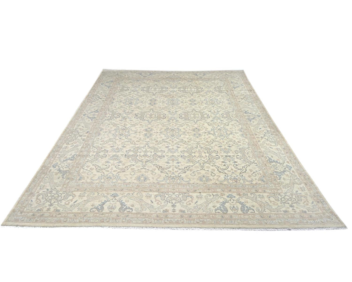 12x15 Feet Zeigler Beige Afghan Hand Knotted Wool Area Rug