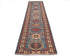 14 Feet Blue Kazak Afghan Hand Knotted Wool Runner Rug