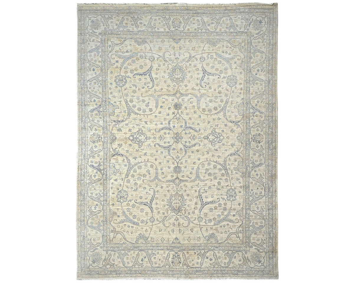 13x17 Zeigler Beige Afghan Hand Knotted Wool Area Rug