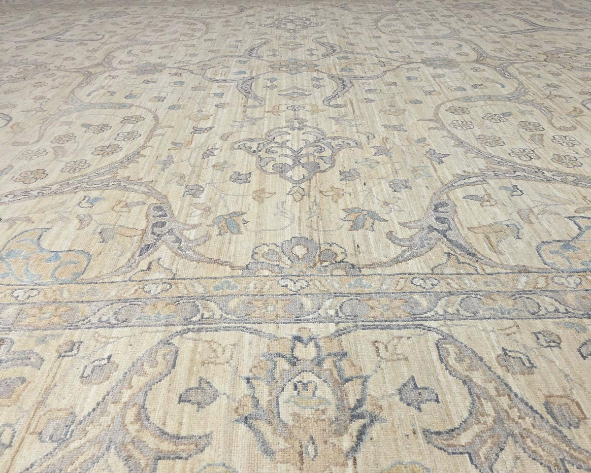 13x17 Zeigler Beige Afghan Hand Knotted Wool Area Rug