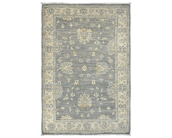 4x6 Zeigler Gray Afghan Hand Knotted Wool Area Rug
